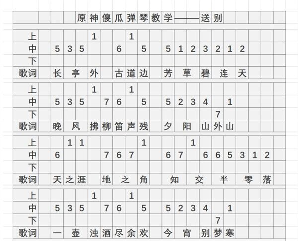 原神送别琴谱简谱手机版怎么样 送别琴谱简谱手机版分享